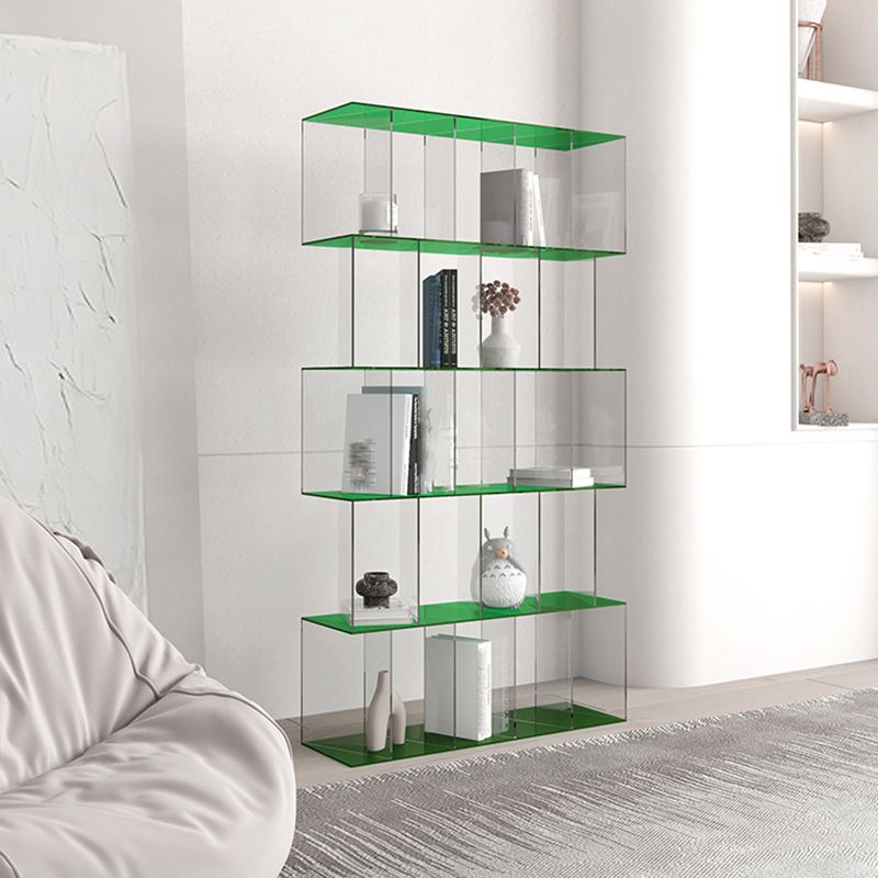 Contemporary Open Back Vertical Bookcase Acrylic Bookshelf with Shelves