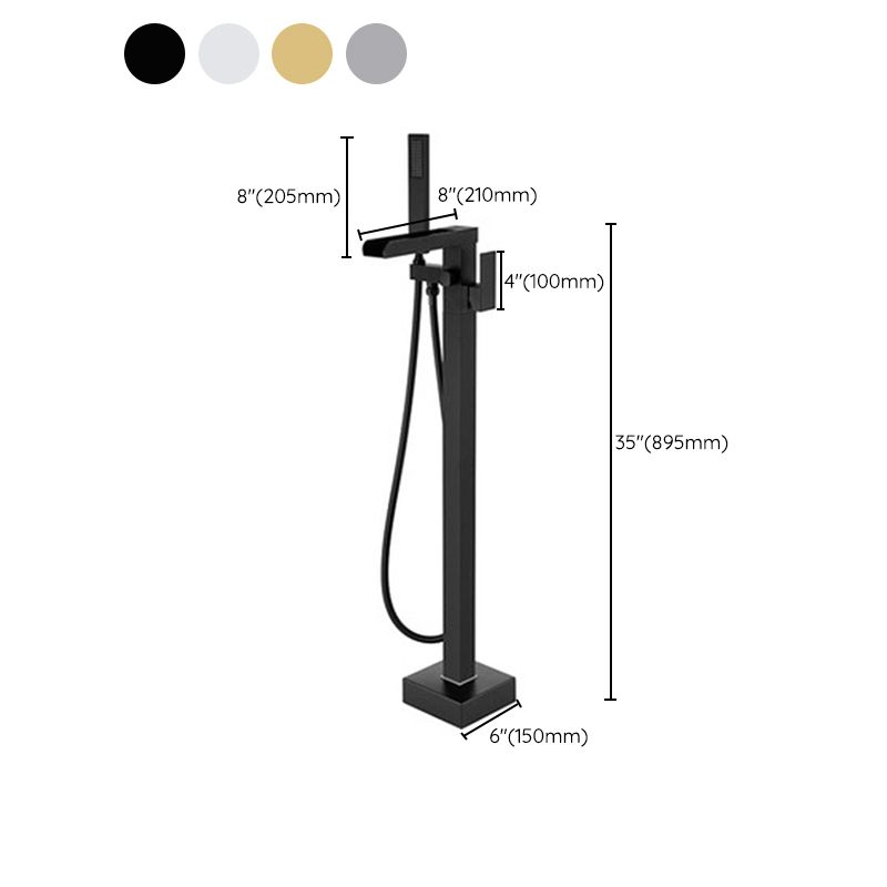 Floor Mounted Metal Freestanding Tub Filler 1 Handle Freestanding Faucet with Hose