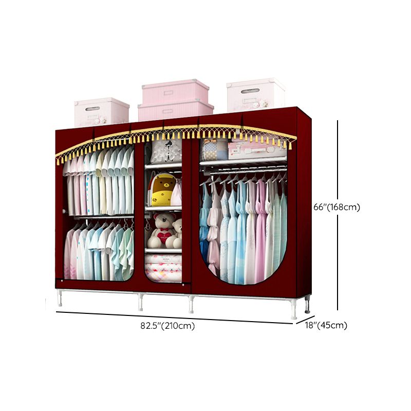 Contemporary Style Steel Wardrobe 3-door Wardrobe Closet with Legs