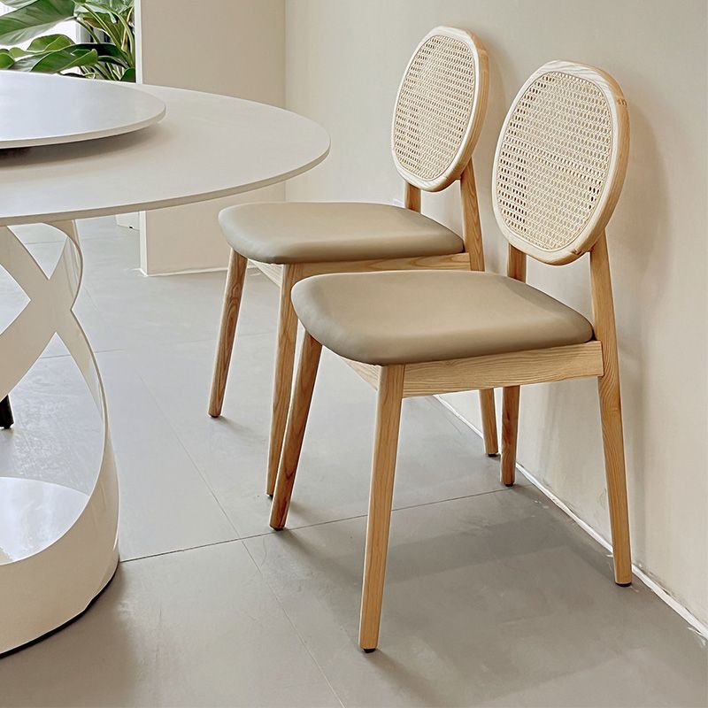 Tropical Dining Side Chair Rattan Outdoors Dining Chairs with Upholstered