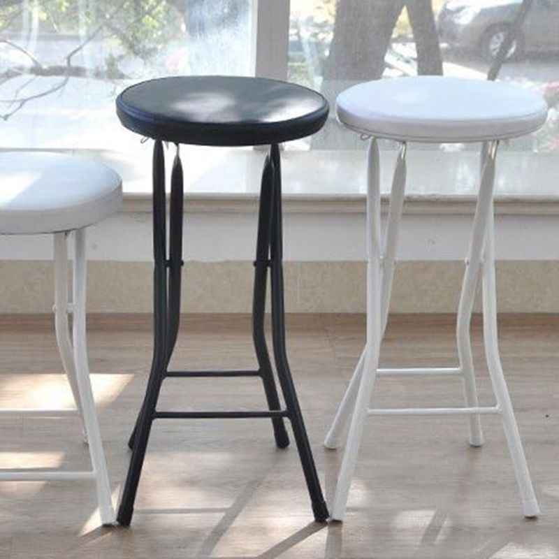 Modern Counter Chair Foldable Bistro Round Shape Cushion Chair with Metal 4 Legs