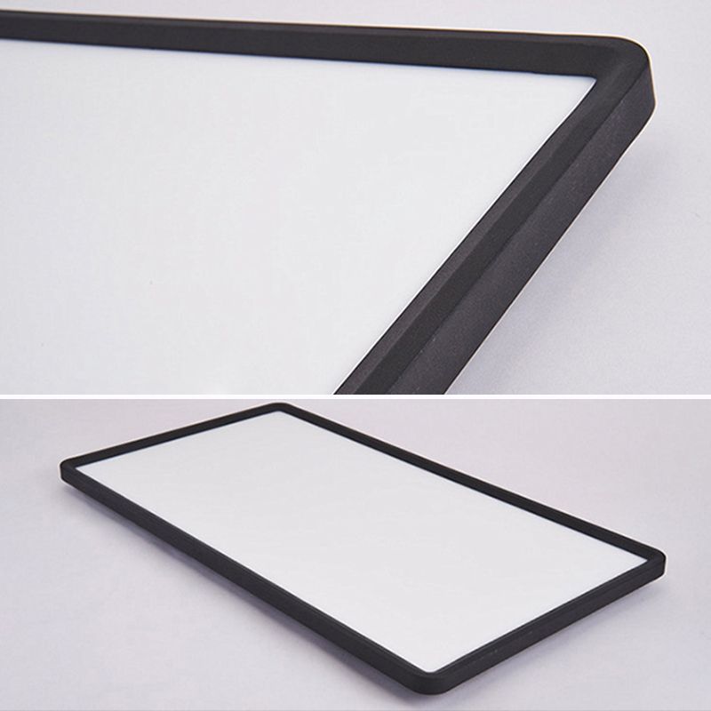Acrylique simple rectangulaire LED plafonnier style nordique salon encastré noir luminaire