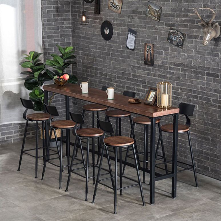 Indoor Industrial Style Barstool Iron 4 Legs Bar Stool with Pedal