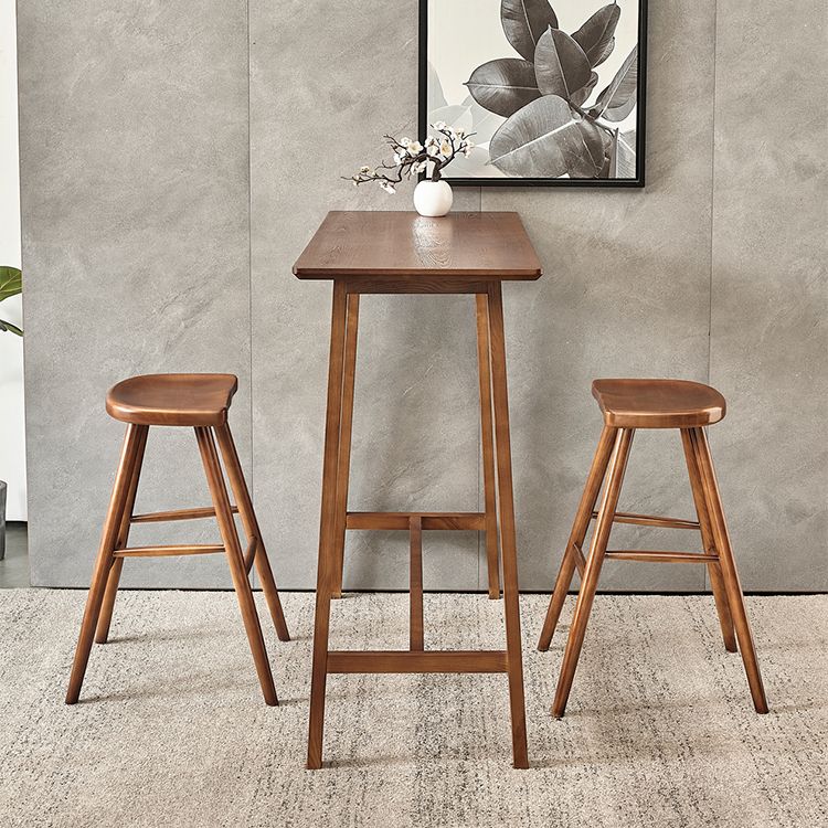 Modern Rectangle Ash Bar Table Set 1/2/3 Pieces Counter Table with Armless High Stools