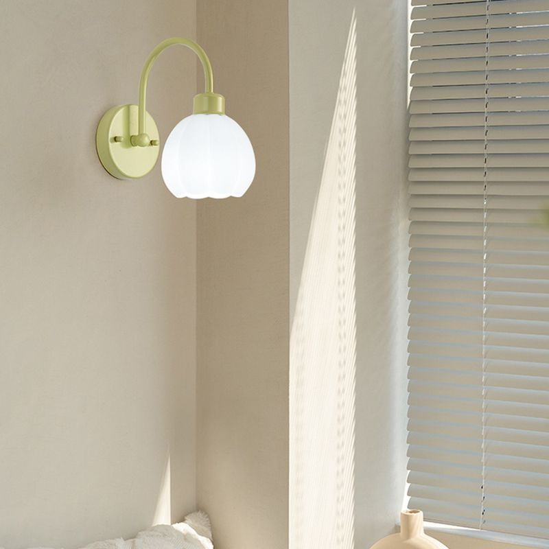 Glass Bowl Shape Sconce Light Modern-Style 1 Light Wall Light Fixtures in Green