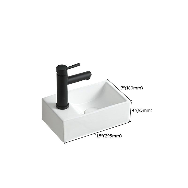 Modern Vessel Sink Rectangular Porcelain Wall Mount Bathroom Sink(Not Included Faucet)