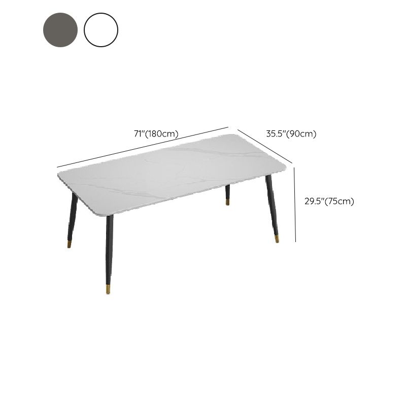 Modern Rectangle Dining Table Matte Finish Stone Top Dinette Table