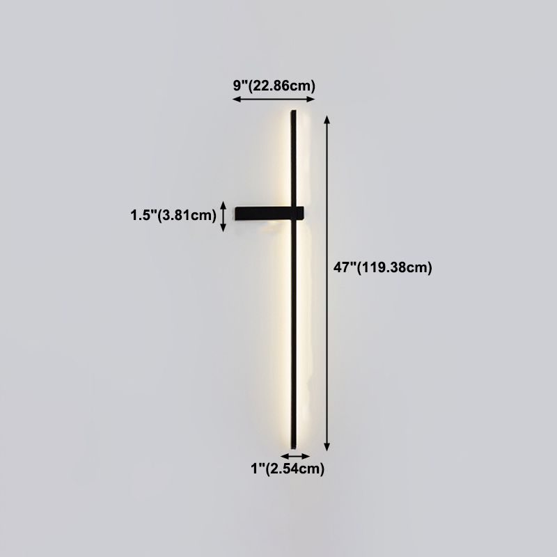 Linear Shape Metal Wall Light Modern Style 1-Light Wall Mount Light in Black