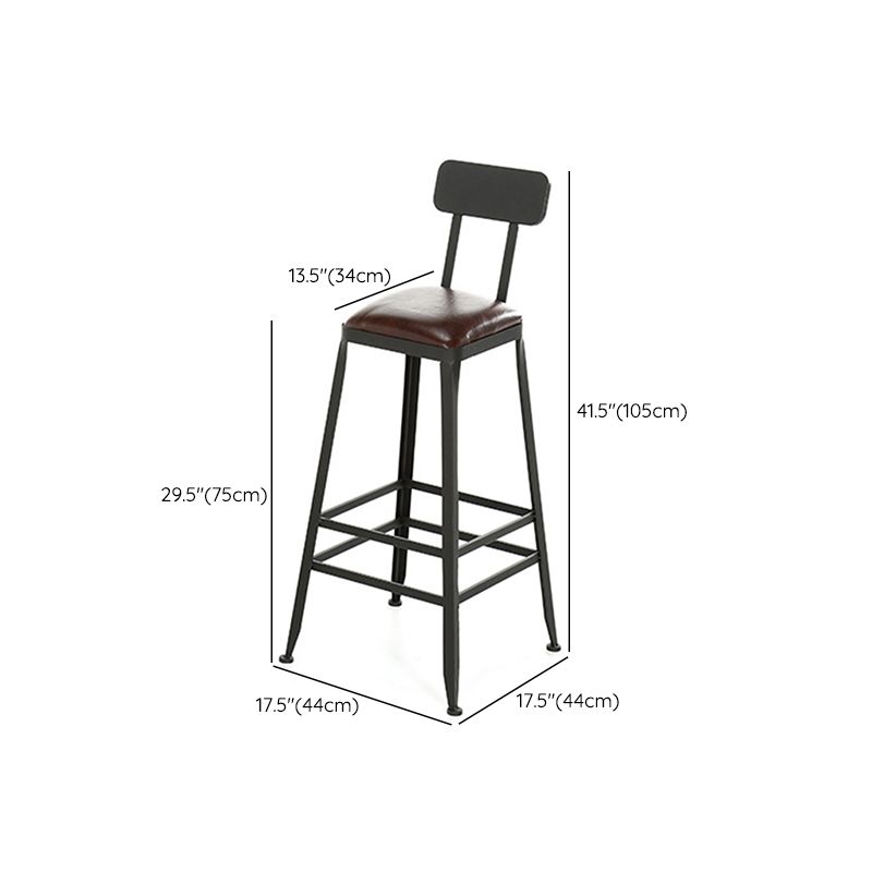 Industrial Backrest Bar Stools Metal Barstool with Metal Legs