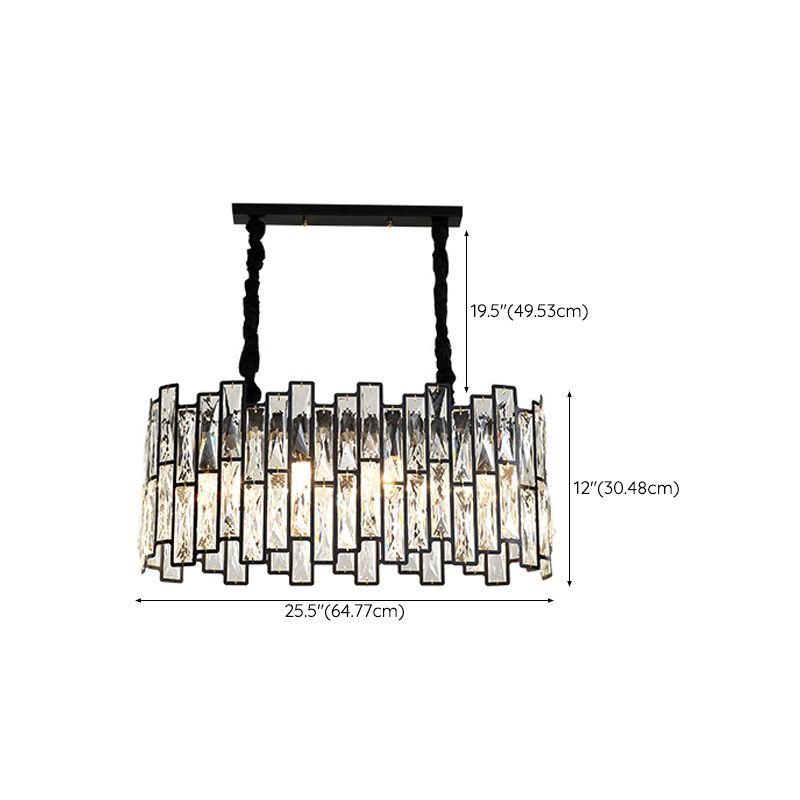Contemporary Metal Pendant Light with Crystal Shade for Living Room