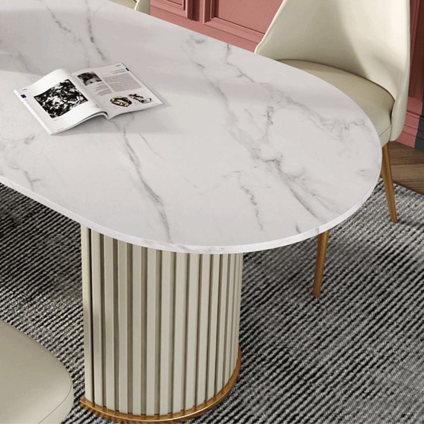 Nordic Glam Rectangle Sintered Stone Table Set 1/2/5/7 Pieces Dining Set