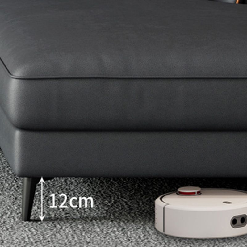 Modern Pillow Top Arm Sofa 4-Seater Faux Leather Sofa with Chaise