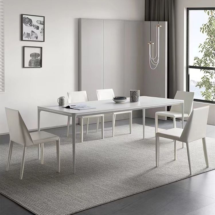 Contemporary 1/2/4/5/6/7 Pieces Furniture Stone Rectangle Dining Chairs Set in White