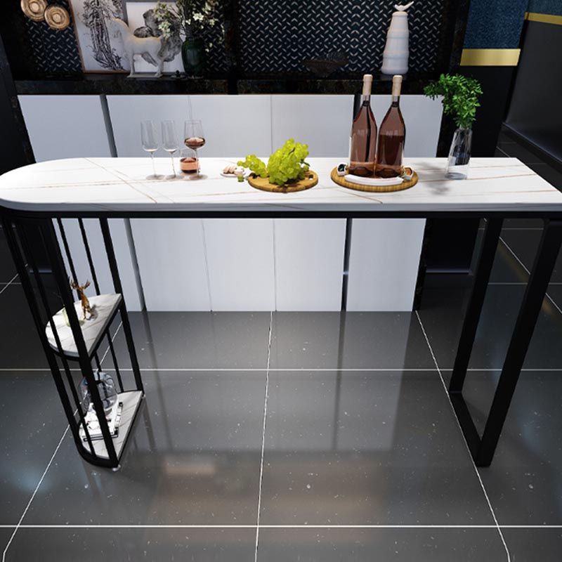 Stone Bar Dining Table Modern Bar Table with Double Pedestal for Living Room Kitchen