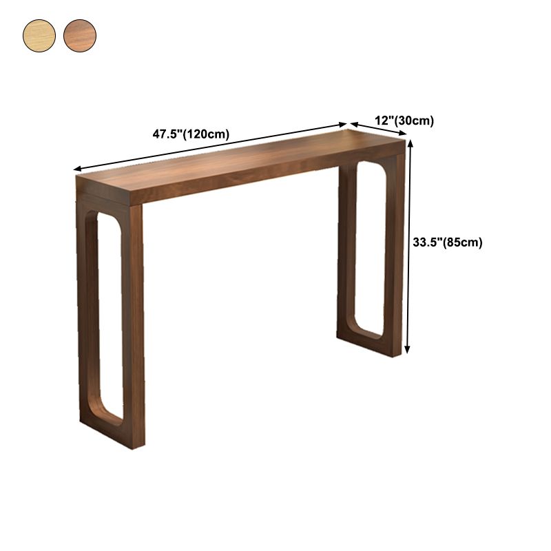 Mid-Century Modern Sofa Table Rectangle Sled Pine Dark Brown Console Table