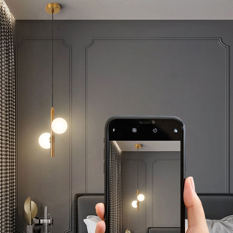 Opal Glass Orbs Pendant Lighting Minimalistic Hanging Chandelier for Living Room