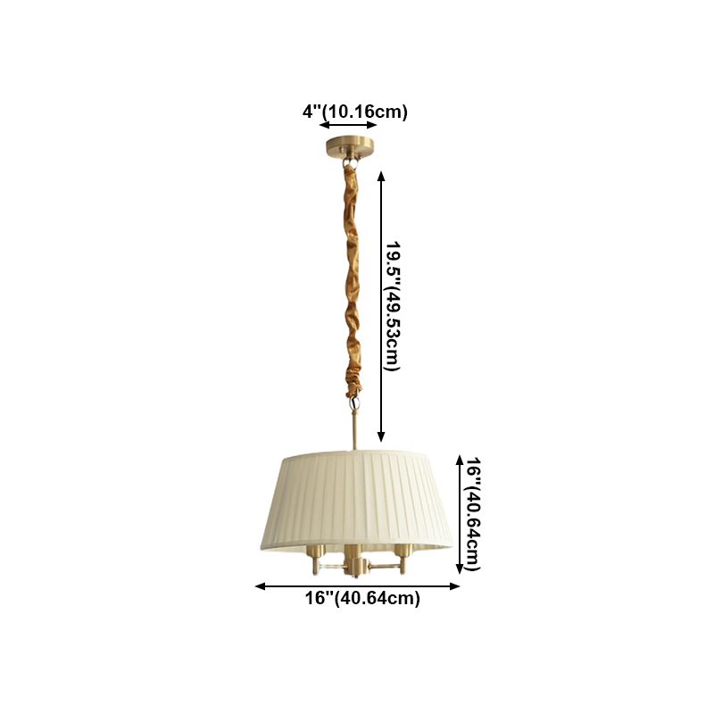 Classic Tapered Chandelier 3-Light Fabric Hanging Light Fixture for Dining Room