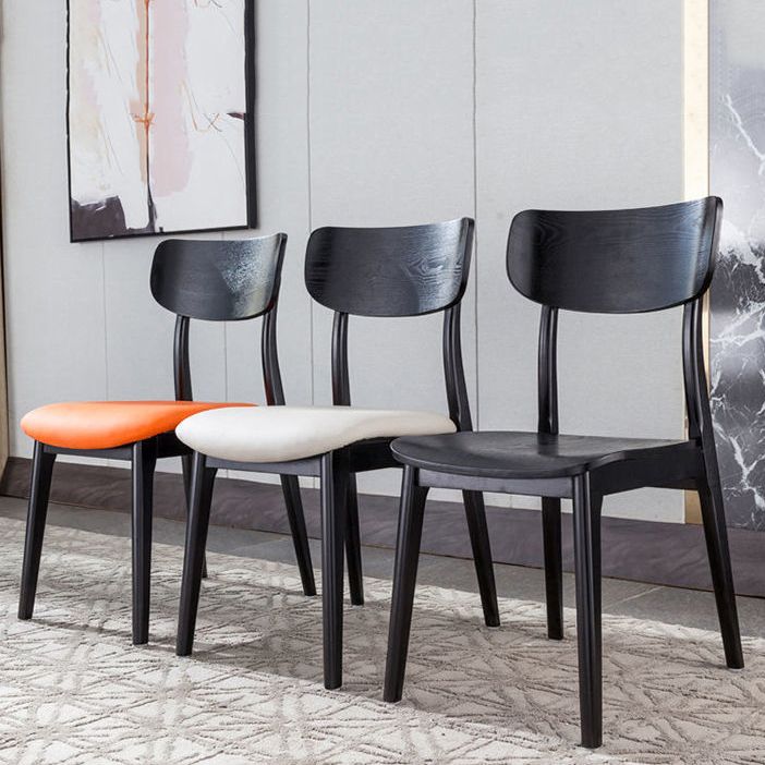 Silla de comedor de madera contemporánea, silla lateral de comedor con respaldo abierto sin brazos para uso doméstico