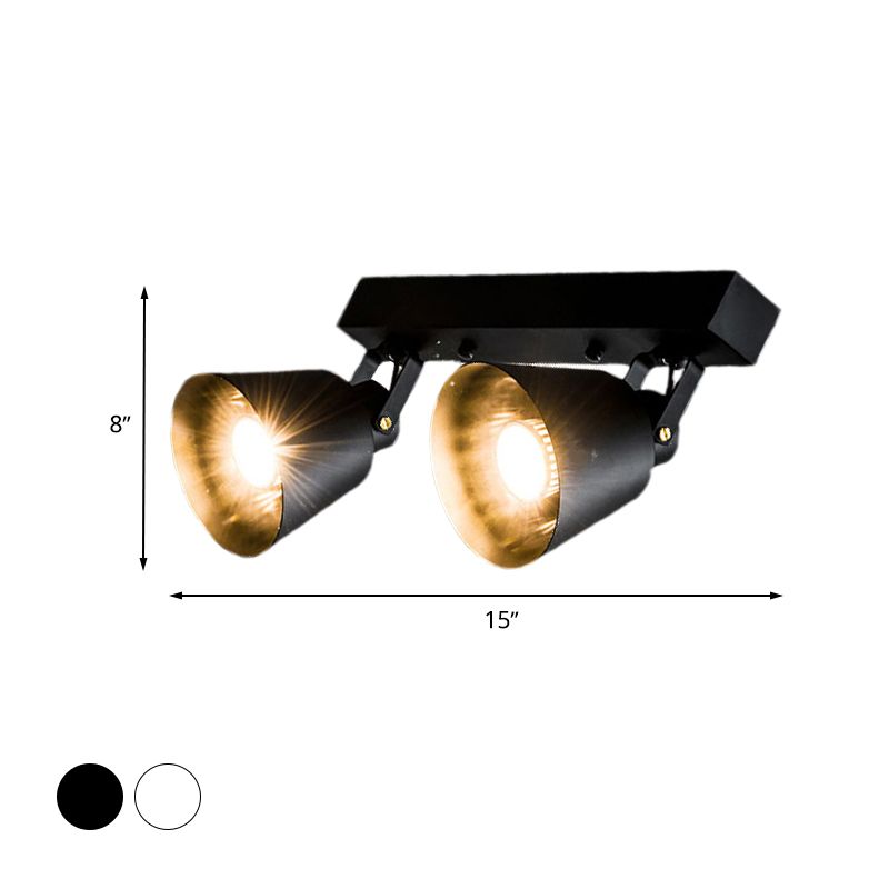 2/3/4 Lights Bucket Ceiling Light Fixture Loft Stylish Black/White Finish Metal Rotatable Semi Flush Mount Lighting