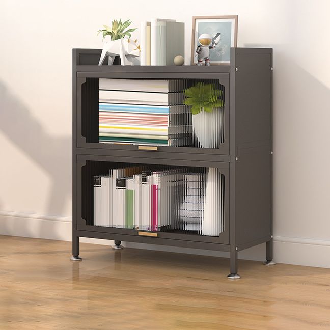 Modern Metal Bookshelf Standard Closed Back Bookcase with Doors