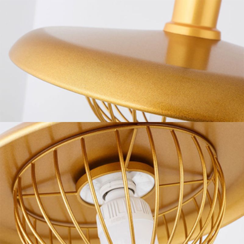 Stile moderno a sospensione a ciondolo a filo lampada gabbia giù per il ciondolo di illuminazione con tonalità metallica