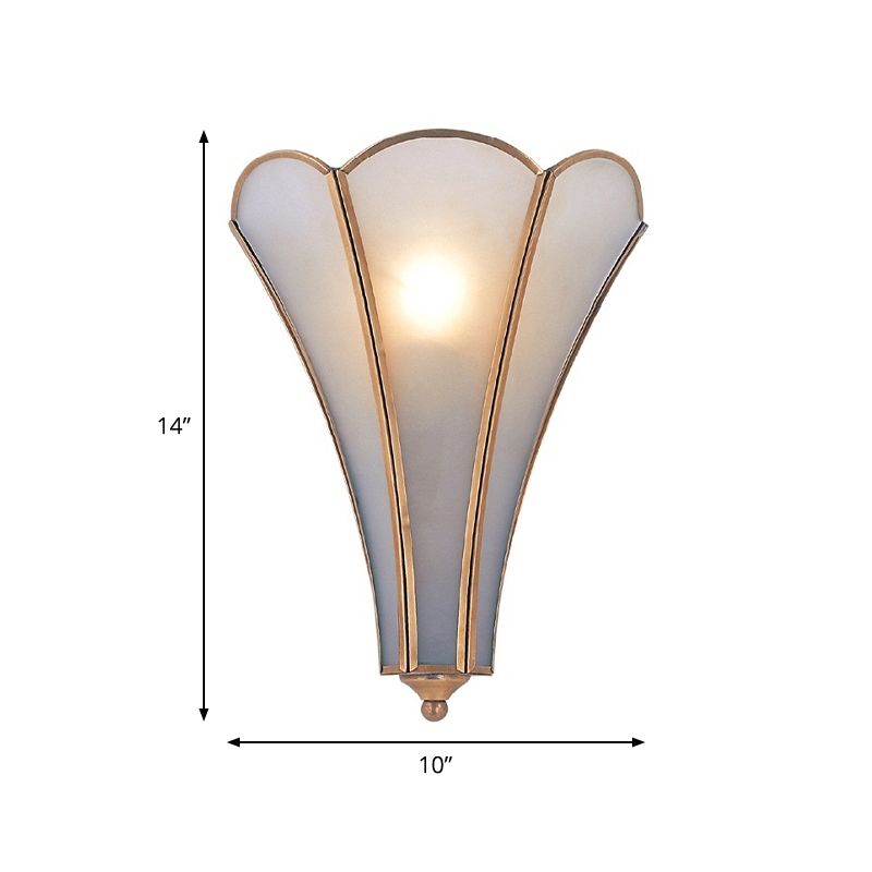 Petal Frosted Glass Wall Mount Lamp Classic 1 Bulb Gold Finish Sconce Light Fixture