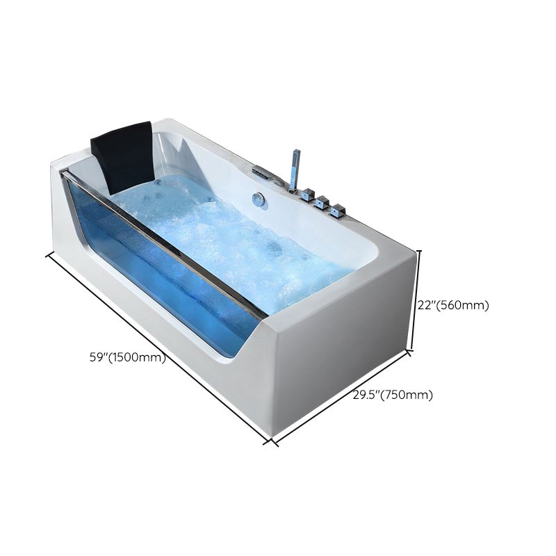 Contemporary Acrylic Back to Wall Bathtub Rectangle Air/Whirlpool/Soaking Bathtub