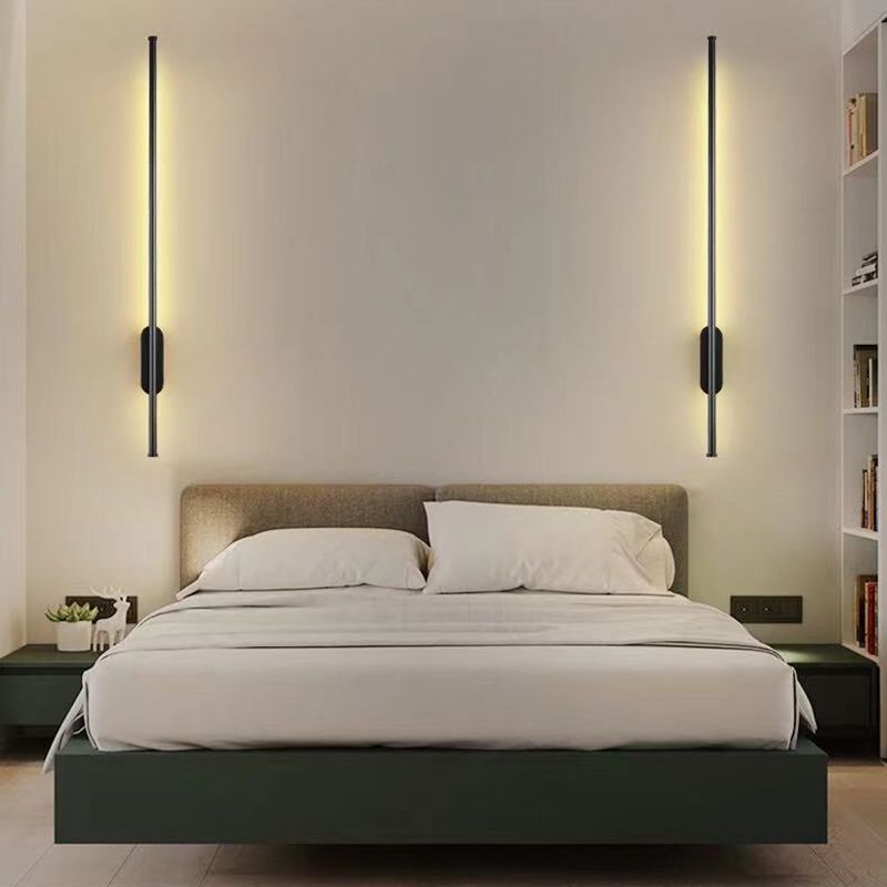 Eenvoudige zwarte muur sconce licht, acryl lineaire sconce -verlichtingsarmatuur voor slaapkamer