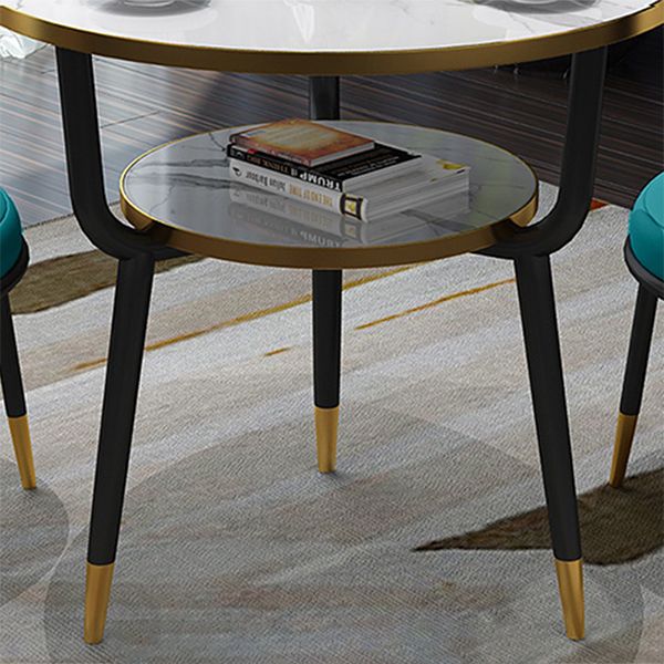 Modern Stone Storable Dining Table Metal Base for Dining Room