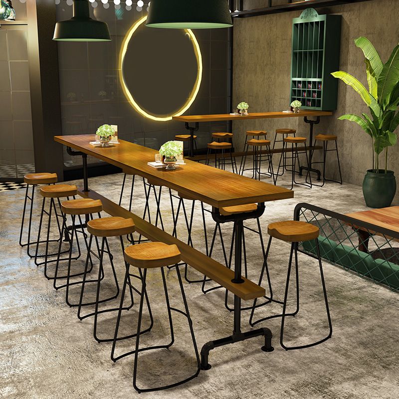 1/2/11 Pieces Table and Stool Set Solid Wood Pub Dining Set for Home