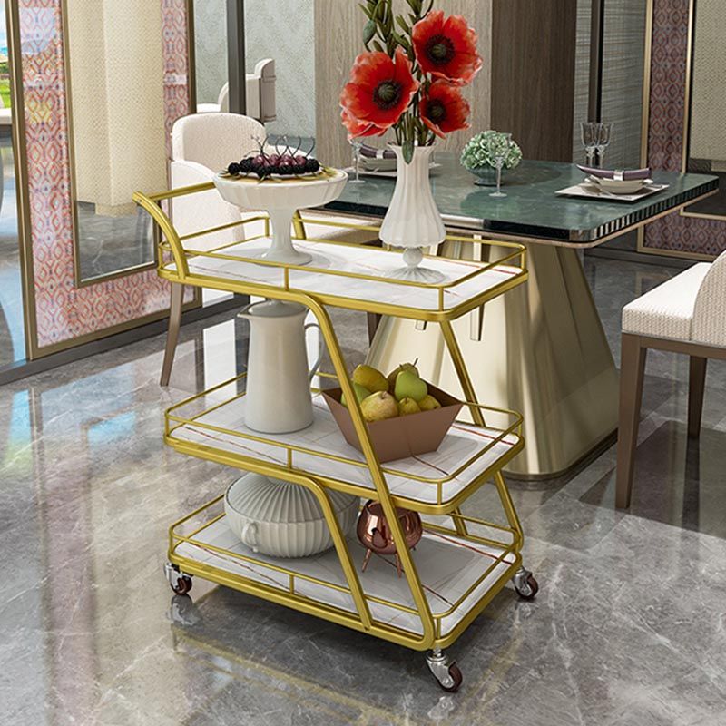 Contemporary Metal Prep Table 35.43"H Rolling Prep Table for Dining Room