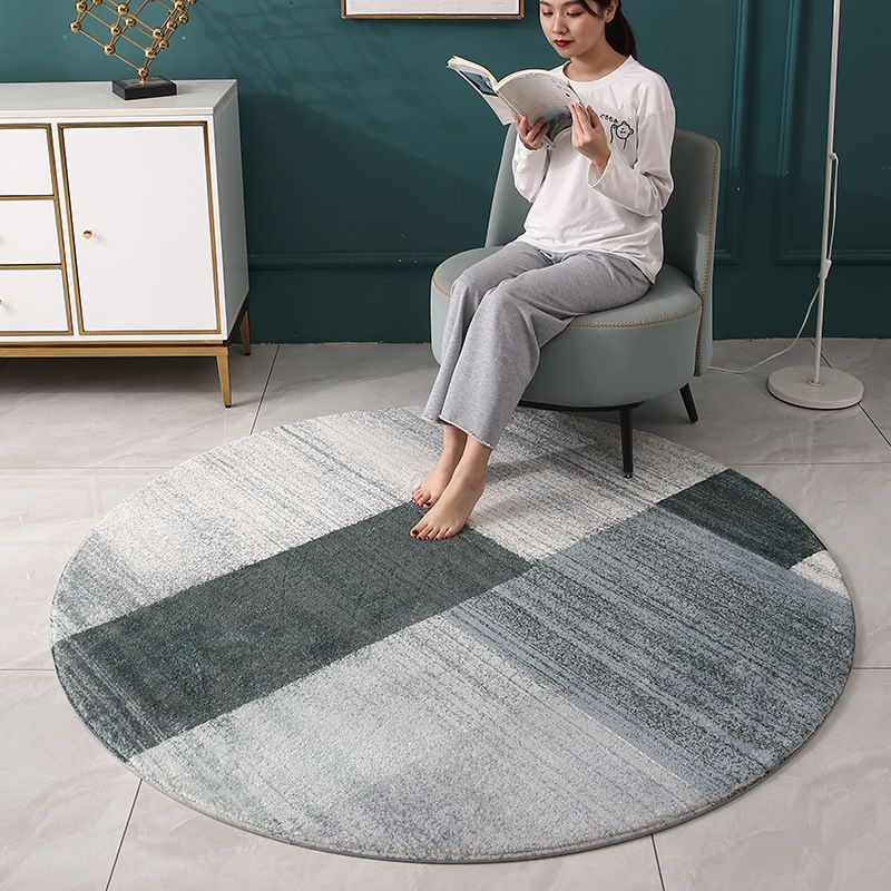 Modern Round Rug Abstract Pattern Creative Rug Polyester Anti-Slip Rug for Living Room