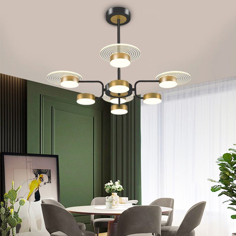 Bloemen woonkamer kroonluchter verlichting acryl minimalistische led hanger lamp in black-gold