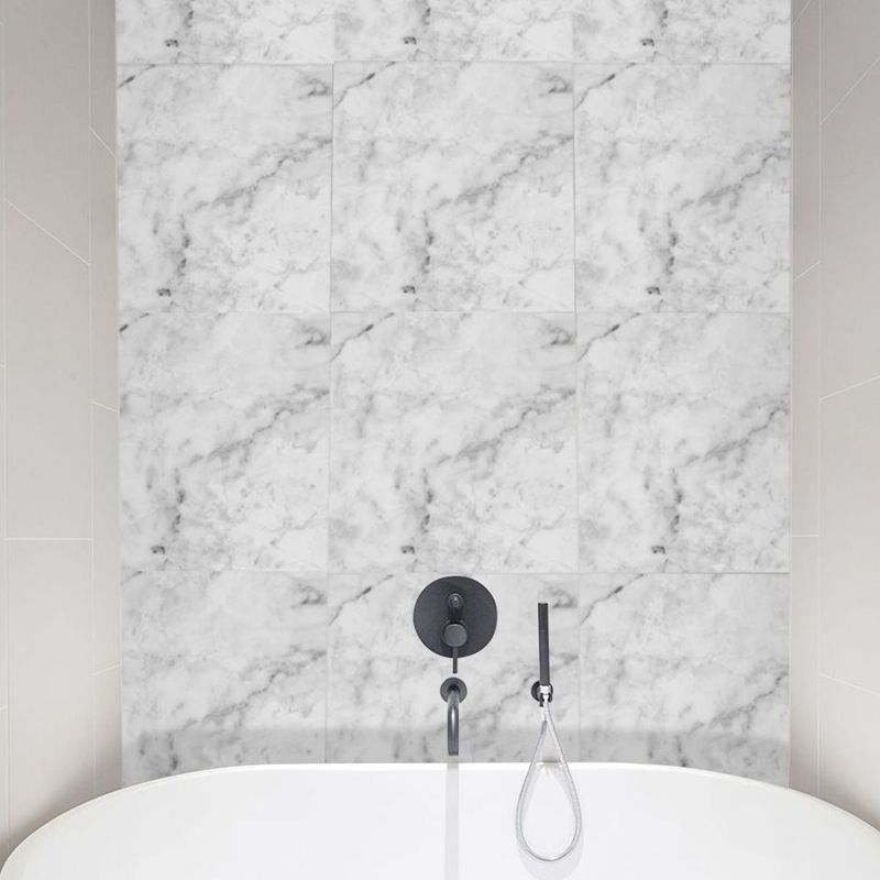 Adhesive Marble Wallpaper Panels Contemporary PVC Wall Art for Bedroom, 12' L x 12" W