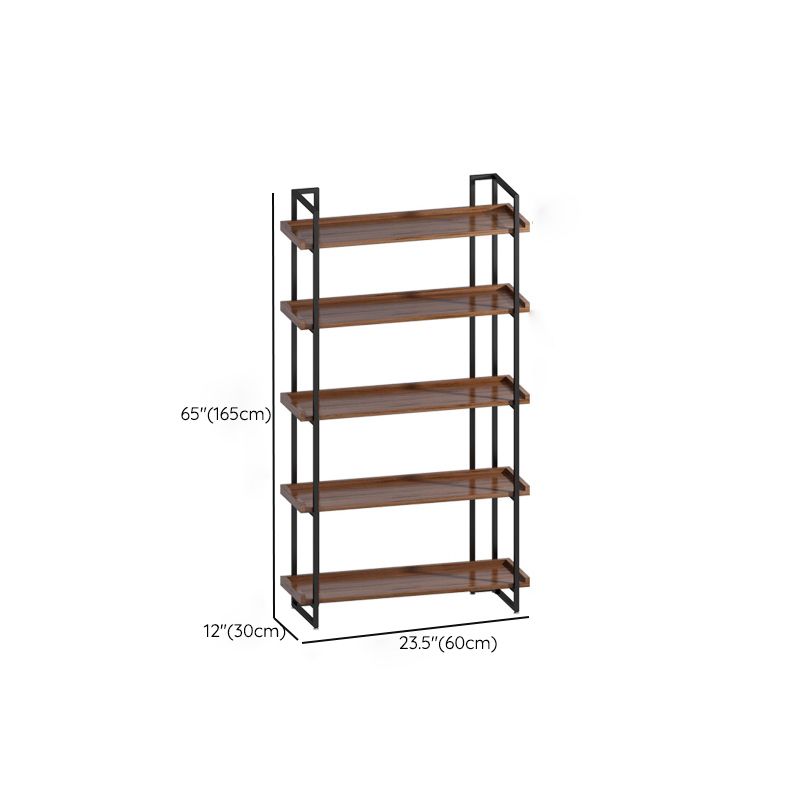 Industrial Antique Finish Bookcase Metal Etagere Bookshelf with Rectangular Shelves