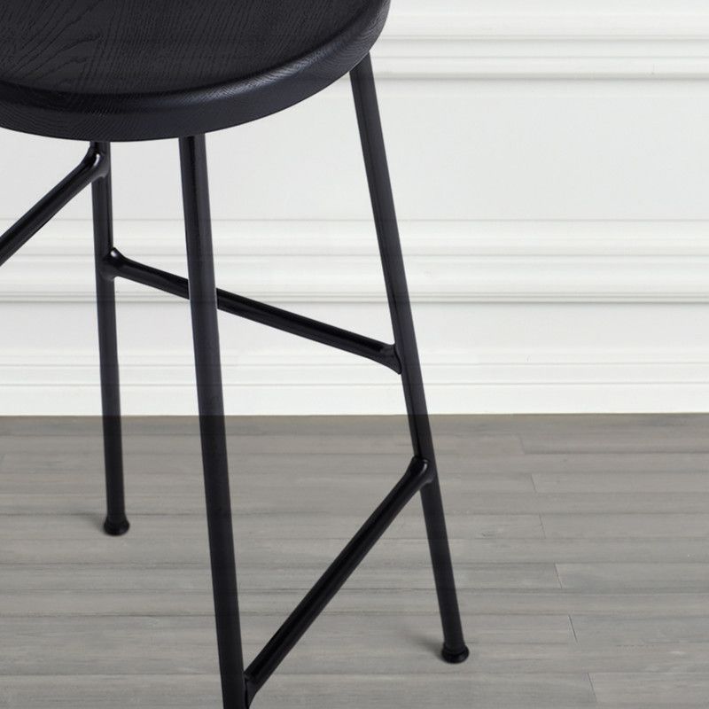 Modern Footrest Backless Barstool Matte Finish Oak Wood Coffee Shop Stool