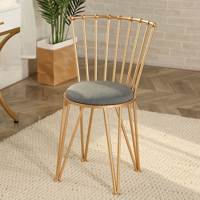 Contemporary Metal Dining Room Chairs Slat Back Dining Chair in Gold