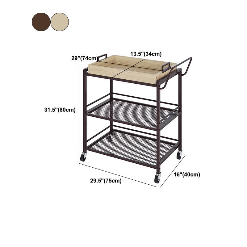 Modern Style Metal Prep Table 31.5"H Rolling Wood Prep Table with Towel Rack