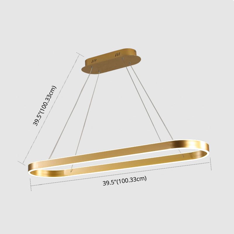 Elliptical Island Pendant Lights Modern Metallic Chandelier Lighting Fixtures for Restaurant