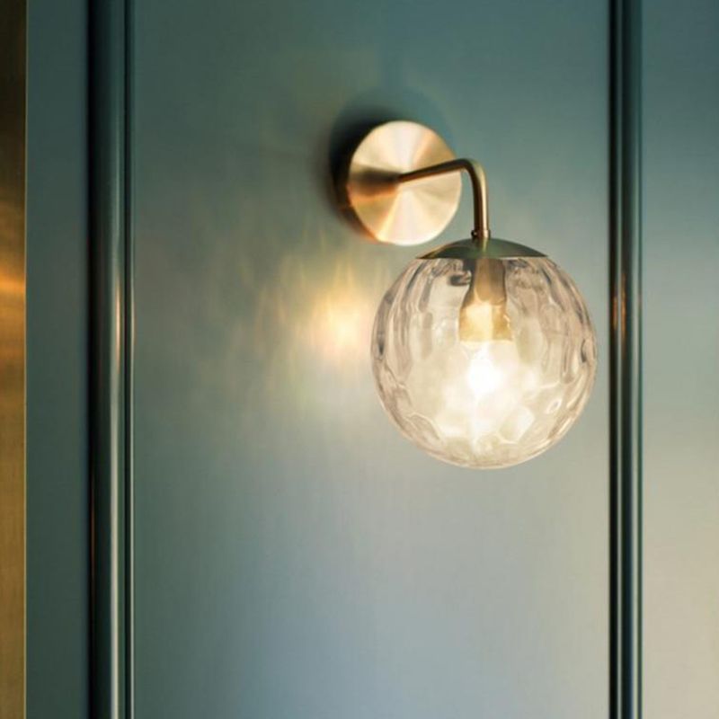Metal Modern Wall Sconce Ball Shape Vanity Light with Glass Shade for Bathroom