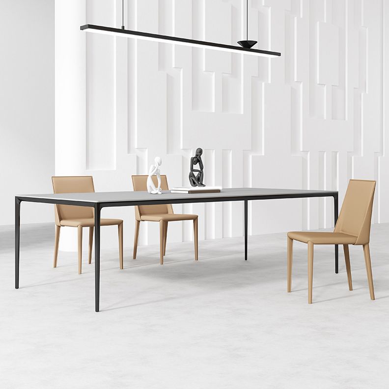 Modern Stone Dining Set 1/2/3/4/5 Pieces Dining Table Set with Solid Back Chairs