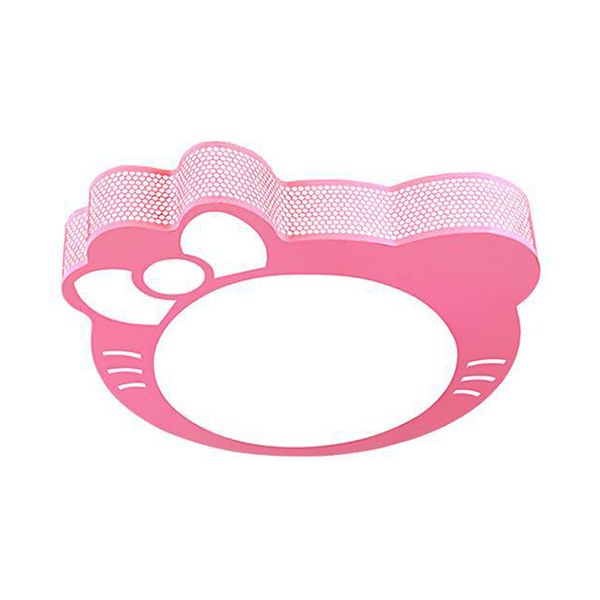 Plafonnier LED en forme de chaton avec nœud, plafonnier en métal acrylique de dessin animé rose pour chambre de filles