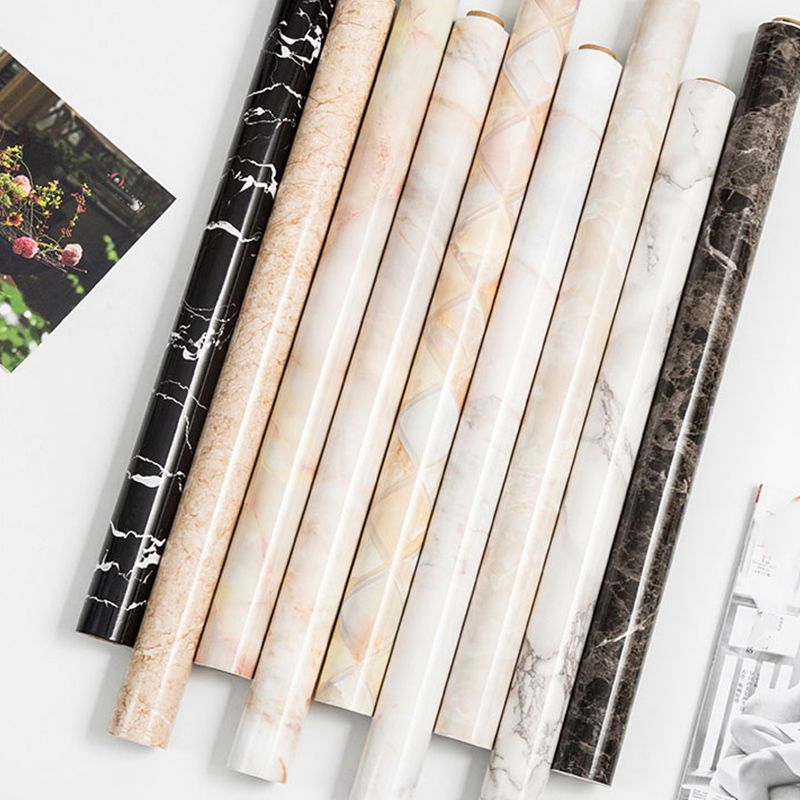 Marbling Scratch Resistant Tile PVC Singular Peel & Stick Tile for Bathroom Backsplash