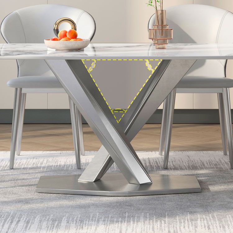 Sintered Stone Top Set 1/4/5/7 Pcs Rectangle Dining Table and Wingback Leather Chairs