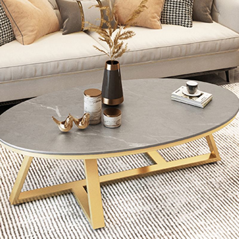 Contemporary Coffee Table Oval Single Stone Coffee Cocktail Table