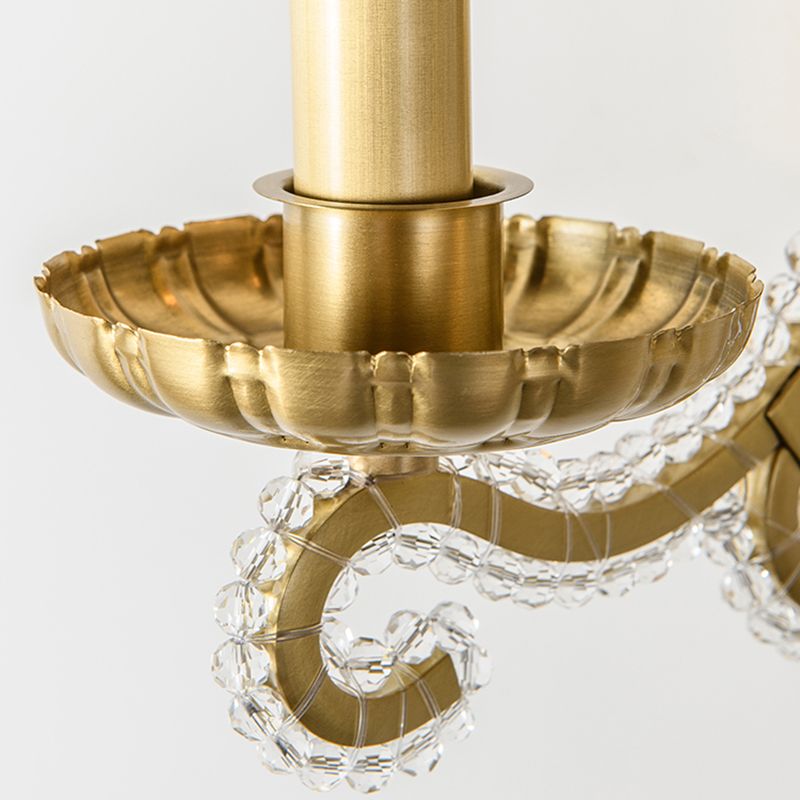 Vintage Candelabra Wall Mount Light Metallic Wall Light Fixture with Crystal Beaded Arm