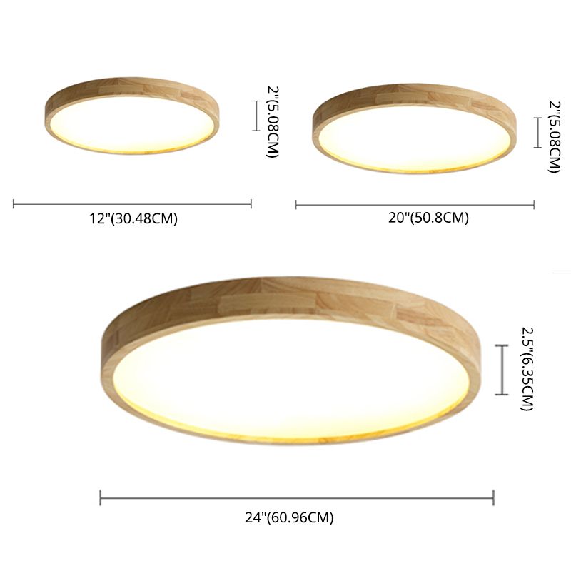 Lámpara de techo minimalista de madera con montaje empotrado LED para sala de estar