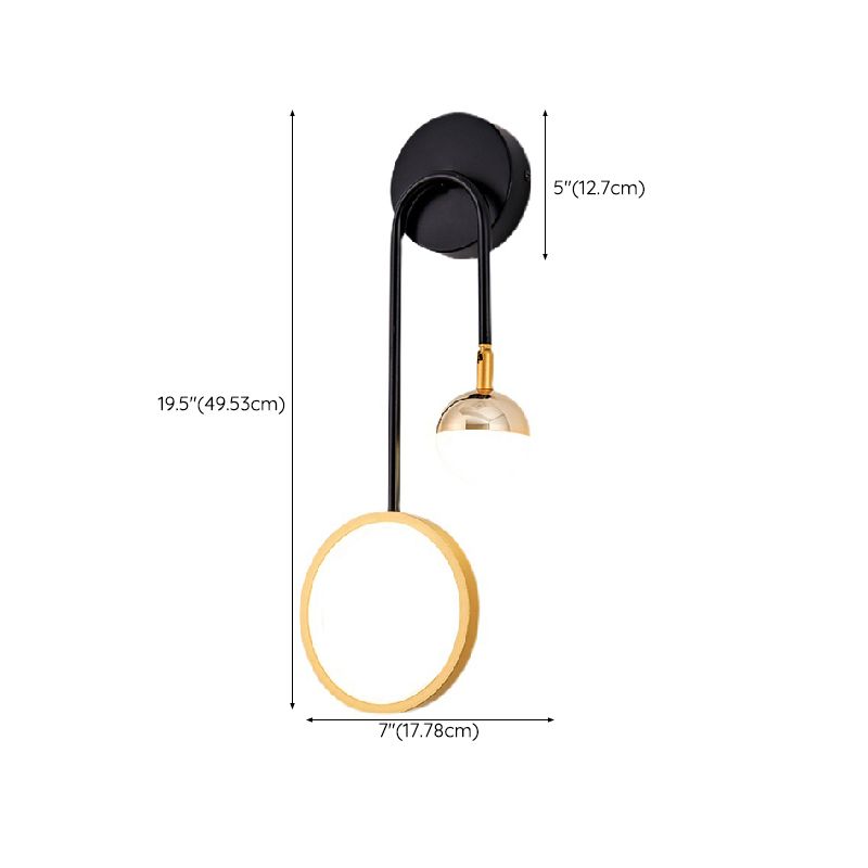 Modern Metal Wall Sconce Circle Shape Wall Light with Silicone Shade for Bedroom