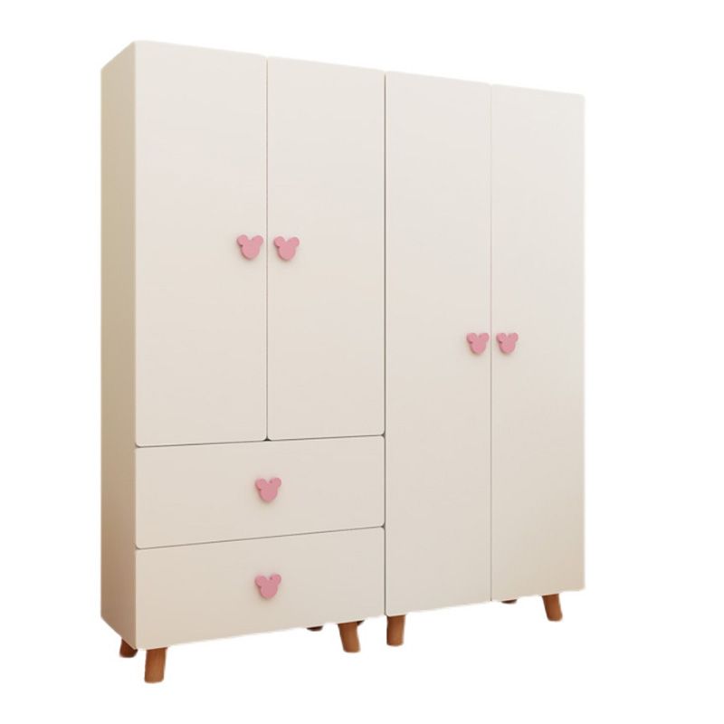 Modern Pink Kids Closet Wooden High Gloss 1-Drawer Kid's Wardrobe