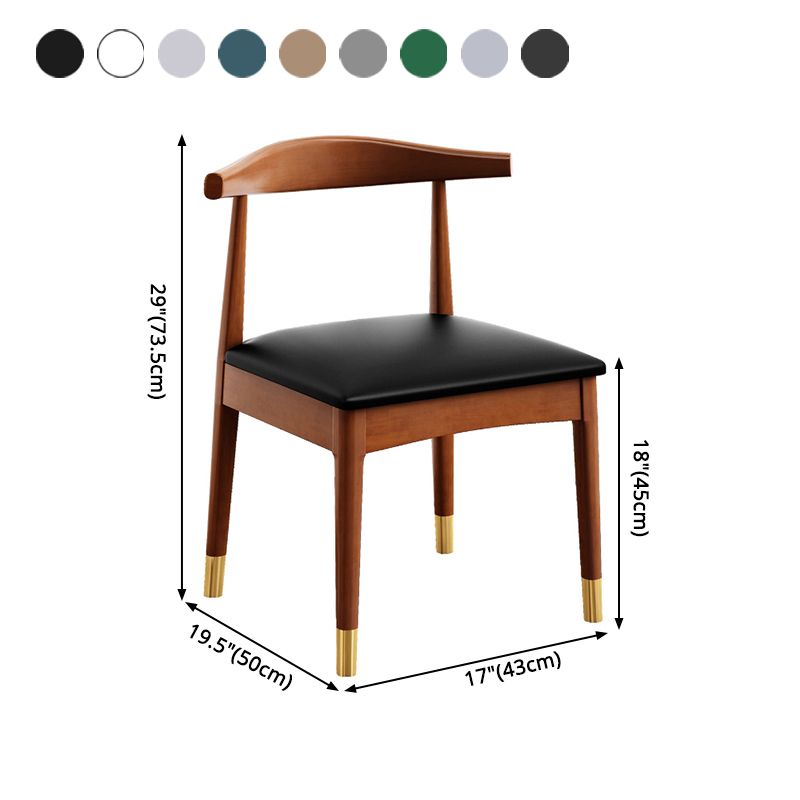 Silla de comedor de madera de estilo escandinavo, silla sin brazos con cuerno de vaca